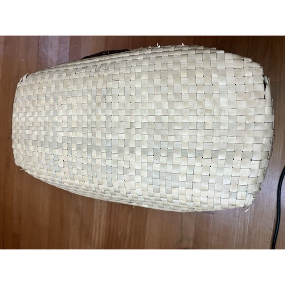 Vintage 1980’s Large Straw Raffia Floral Print Palm Beach Tote / Island / Cruise - Picture 10 of 11